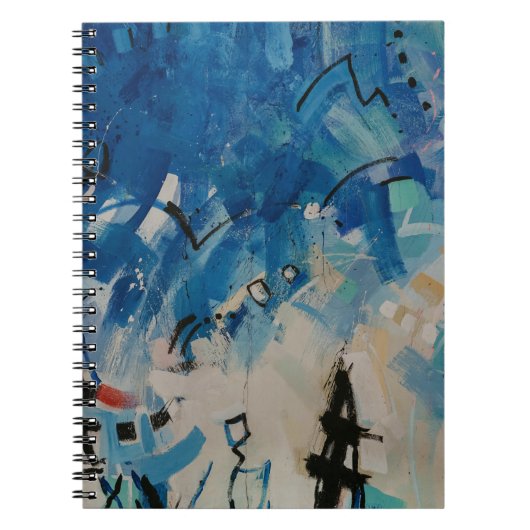 Blauw en wit abstract schilderij notitieboek (Voorkant)