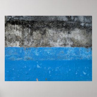 Blauw en wit abstract schilderij poster