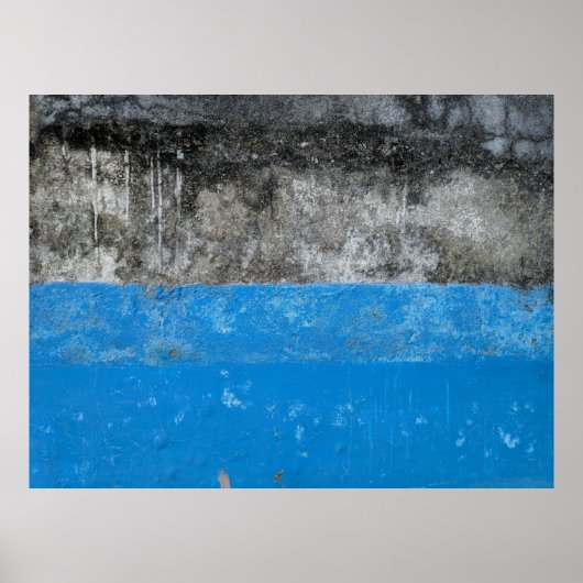 Blauw en wit abstract schilderij poster (Voorkant)