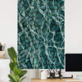 Blauw en wit abstract schilderij poster (Thuiskantoor)