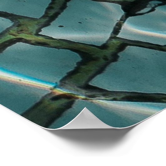 Blauw en wit abstract schilderij poster (Hoek)