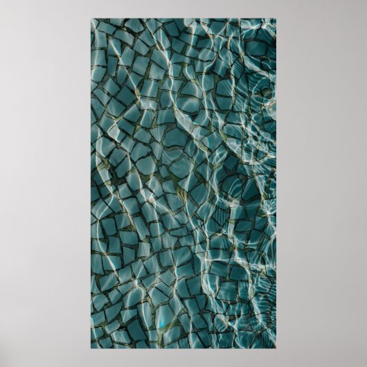 Blauw en wit abstract schilderij poster (Voorkant)