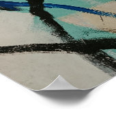 Blauw en wit abstract schilderij poster (Hoek)