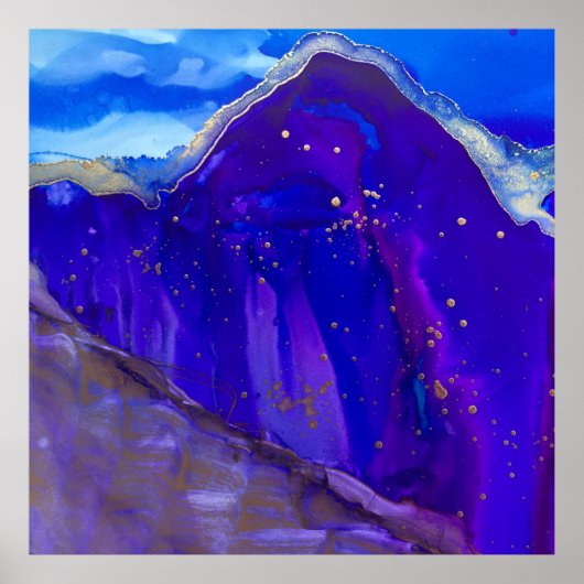 Blauw en wit abstract schilderij poster (Voorkant)