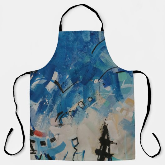 Blauw en wit abstract schilderij schort (Voorkant)