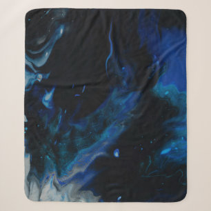 Blauw en wit abstract schilderij sherpa deken