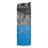 Blauw en wit abstract schilderij thermosbeker (Gedraaid links)