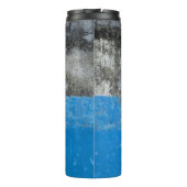 Blauw en wit abstract schilderij thermosbeker (Achterkant)