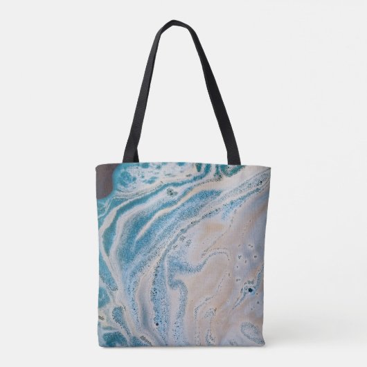 Blauw en wit abstract schilderij tote bag (Achterkant)