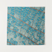 Blauw en wit abstract schilderij wandkleed (Voorkant (horizontaal))