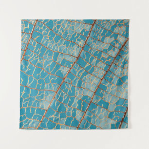 Blauw en wit abstract schilderij wandkleed