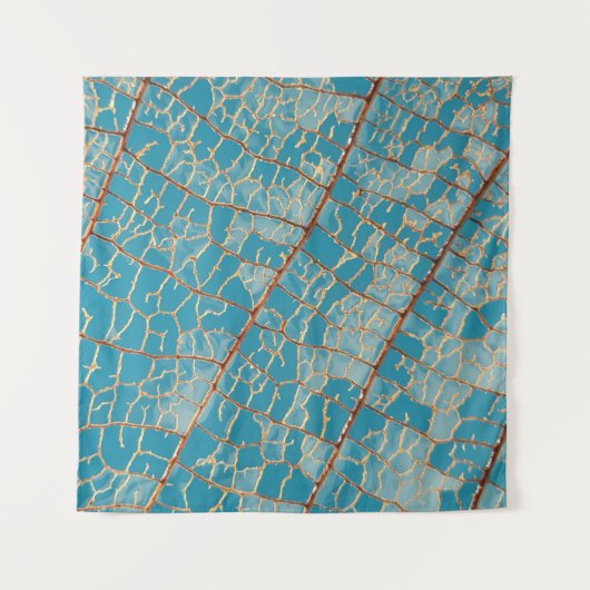 Blauw en wit abstract schilderij wandkleed (Voorkant)