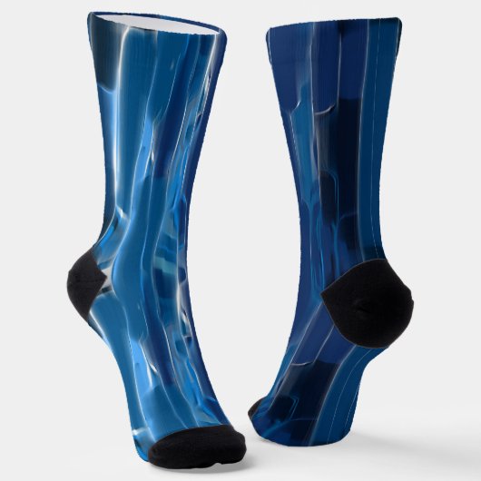 Blauw en wit abstract sokken (Gebogen)