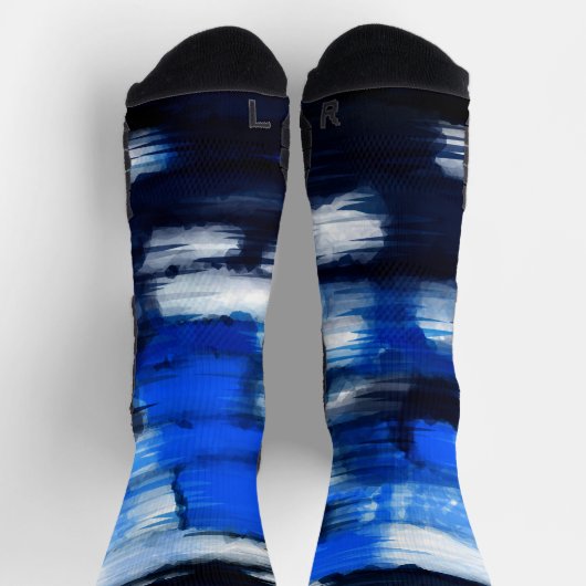 Blauw en wit abstract sokken (Top)