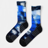 Blauw en wit abstract sokken (Links)