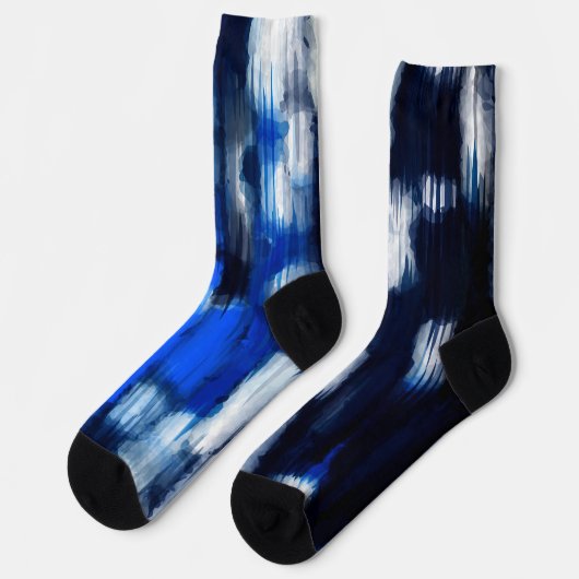 Blauw en wit abstract sokken (Links)