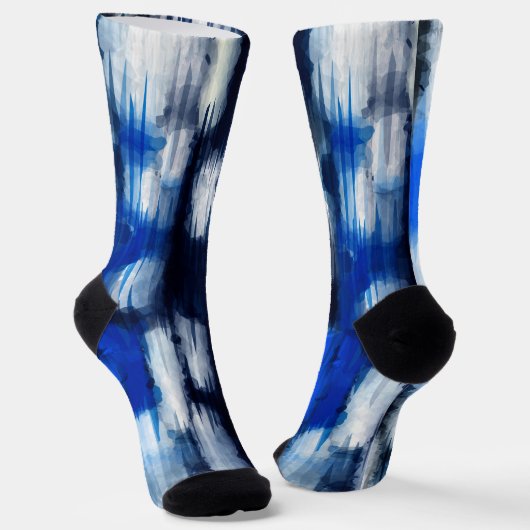 Blauw en wit abstract sokken (Gebogen)