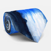 Blauw en wit Abstract Stropdas (Opgerold)