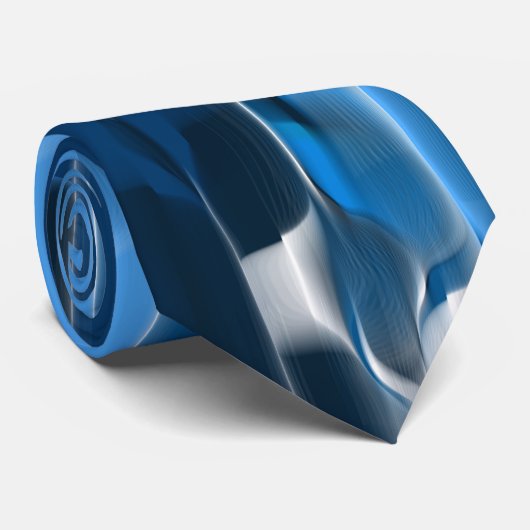 Blauw en wit Abstract Stropdas (Opgerold)
