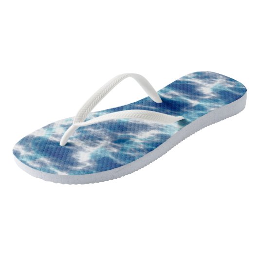 Blauw en wit Abstract Teenslippers (Schuin)