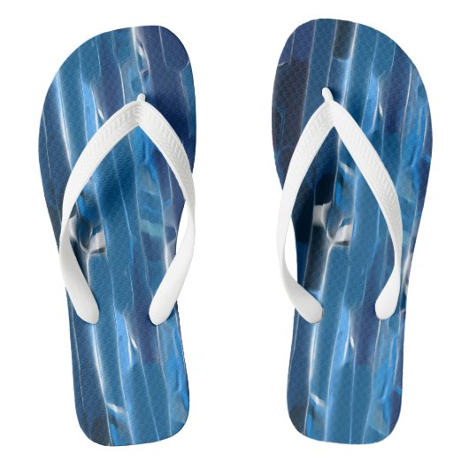 Blauw en wit abstract teenslippers (Voetbed)