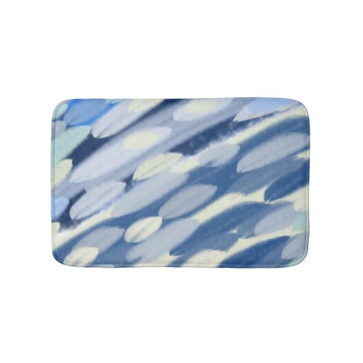 Blauw en wit abstracte kunst badmat (Voorkant)