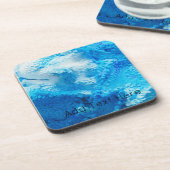 Blauw en wit, Abstracte kunst Bier Onderzetter (Linkerzijde)