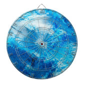 Blauw en wit, Abstracte kunst Dartbord (Voorkant)
