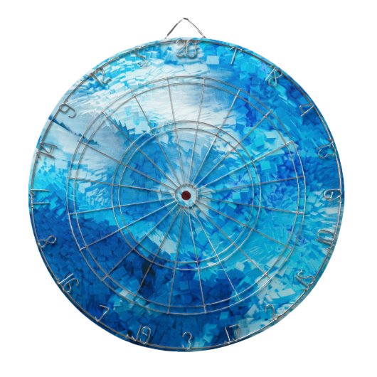 Blauw en wit, Abstracte kunst Dartbord (Voorkant)