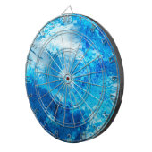 Blauw en wit, Abstracte kunst Dartbord (Voorkant Rechts)