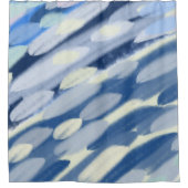 Blauw en wit abstracte kunst douchegordijn (Voorkant)
