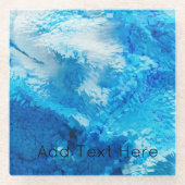 Blauw en wit, Abstracte kunst Glazen Onderzetter (Voorkant)