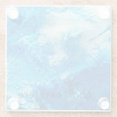 Blauw en wit, Abstracte kunst Glazen Onderzetter (Achterkant)
