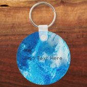 Blauw en wit, Abstracte kunst Sleutelhanger (Voorkant)