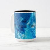 Blauw en wit, Abstracte kunst Tweekleurige Koffiemok (Voorkant links)