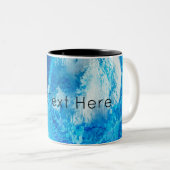 Blauw en wit, Abstracte kunst Tweekleurige Koffiemok (Voorkant rechts)