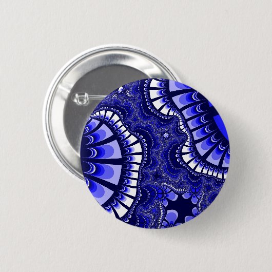Blauw en wit achtervoegsel ronde button 5,7 cm (Voorkant /achterkant)