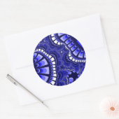 Blauw en wit achtervoegsel ronde sticker (Envelop)