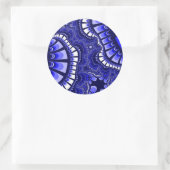 Blauw en wit achtervoegsel ronde sticker (Tas)