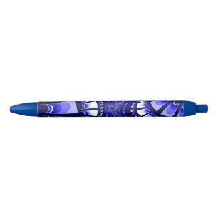 Blauw en wit achtervoegsel zwarte inkt pen