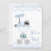 Blauw en wit Afro-Amerikaanse Baby Boy Shower Kaart (Voorkant)