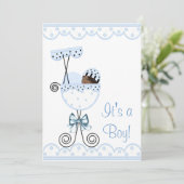 Blauw en wit Afro-Amerikaanse Baby Boy Shower Kaart (Staand voorkant)