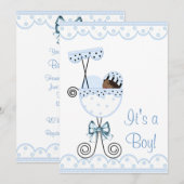 Blauw en wit Afro-Amerikaanse Baby Boy Shower Kaart (Voorkant / Achterkant)