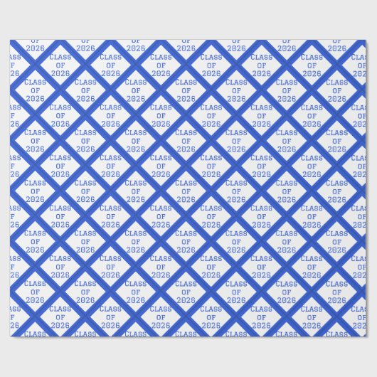 Blauw en Wit Afstudeer Inpakpapier | 2026 (Vlak)