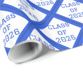 Blauw en Wit Afstudeer Inpakpapier | 2026 (Rol Hoek)