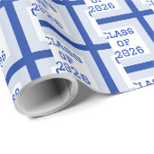 Blauw en Wit Afstudeer Inpakpapier | 2026 (Rol Hoek)