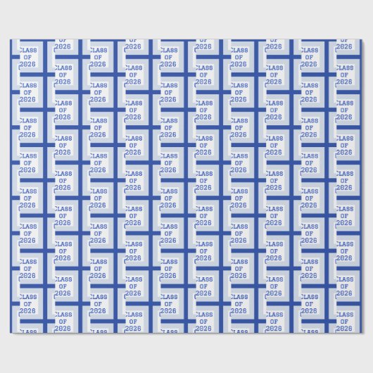 Blauw en Wit Afstudeer Inpakpapier | 2026 (Vlak)