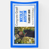 Blauw en wit Afstudeerder Eén foto Spandoek (Verticaal)