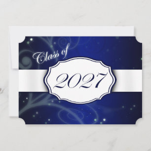 Blauw en Wit Afstudeeruitnodigingen 2027 Kaart