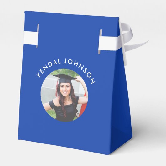 Blauw en wit Afstuderen Foto Bedankdoosjes (Achterkant)